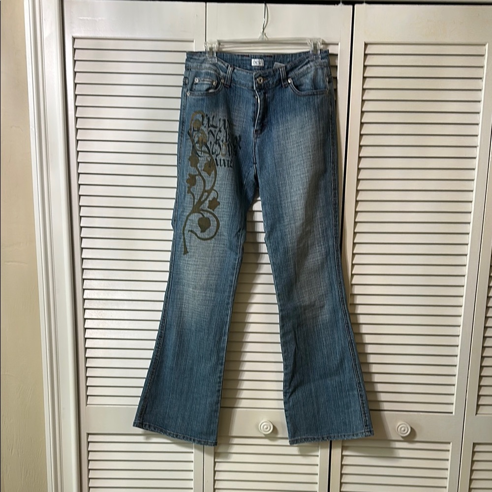 Cache Blue Flare Wide Leg Jeans vintage 90’s Carpe Diem design sz 8